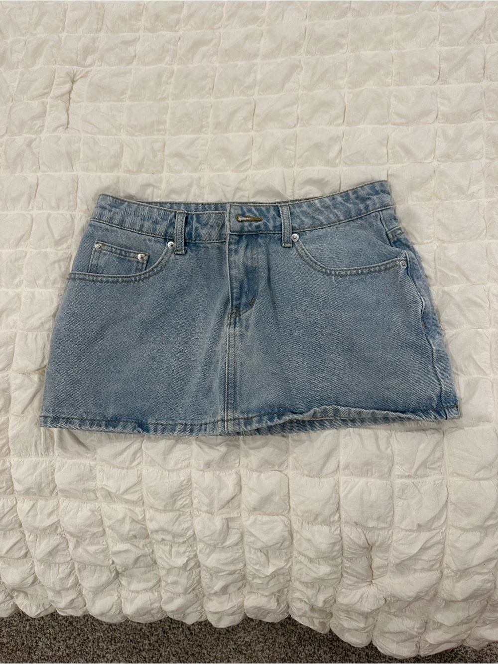 Edikted Light Blue Denim Mini Skirt